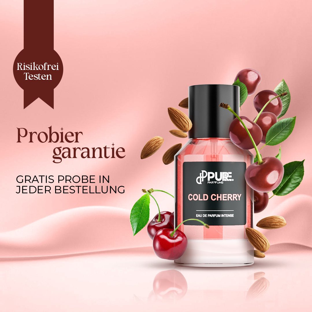 Cold Cherry Duftflakon mit Gratisprobe – sicher testen dank Rückgabe-Garantie von PURE. Parfums
