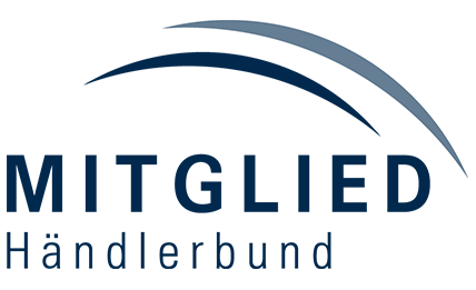 Logo des Händlerbund, vertrauenswürdige Partnerorganisation für Händler, dargestellt mit markantem blauen und grünen Design, symbolisiert Unterstützung und Sicherheit für Online- und Offline-Handel.