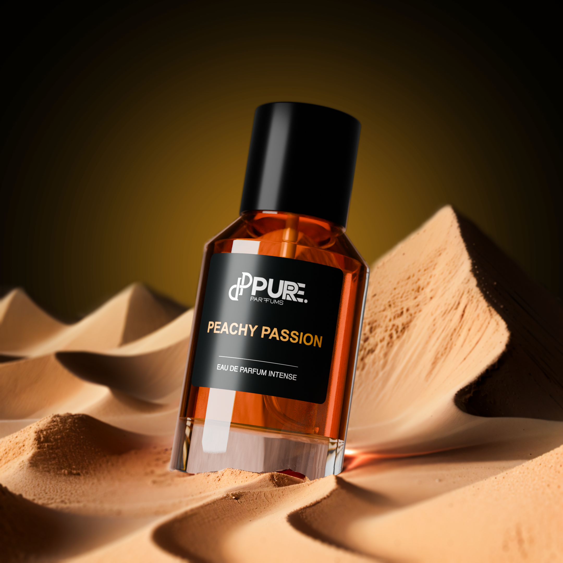 Peachy Passion von PURE. Parfums fruchtig frischer Pfirsichduft im Sand mit passender Probe zum risikofreien Testen