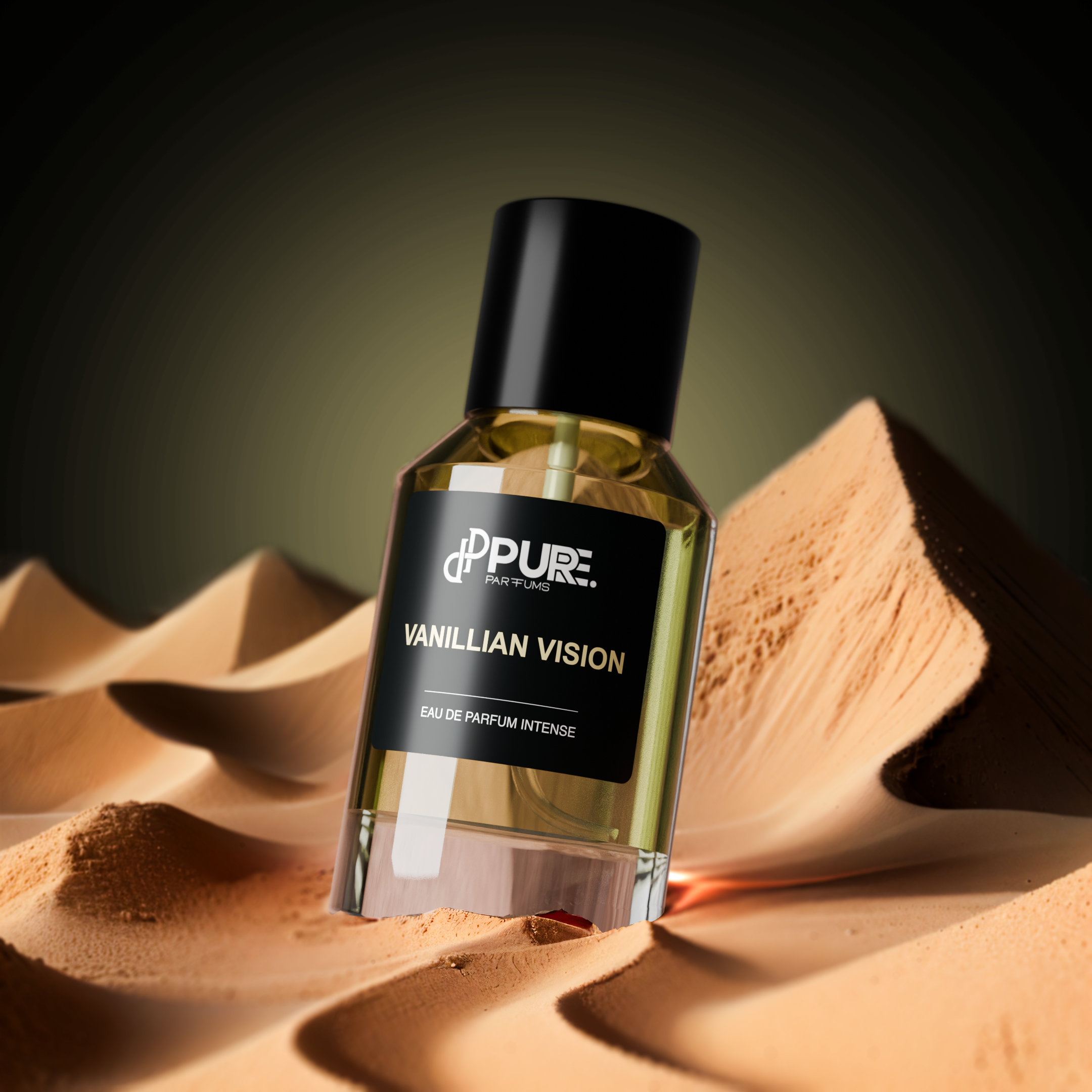 Vanillian Vision von PURE. Parfums cremiger Vanilleduft im Sand mit passender Probe zum risikofreien Testen